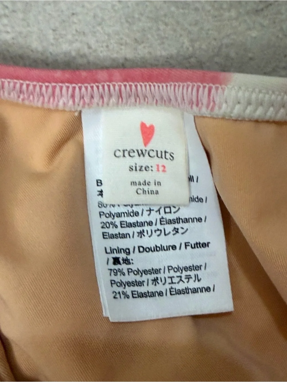 CREW CUTS PINK TIE DYE ONE-PIECE Size 12